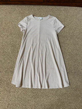 Jamie & Layla white and light pink gingham babydoll t shirt dress